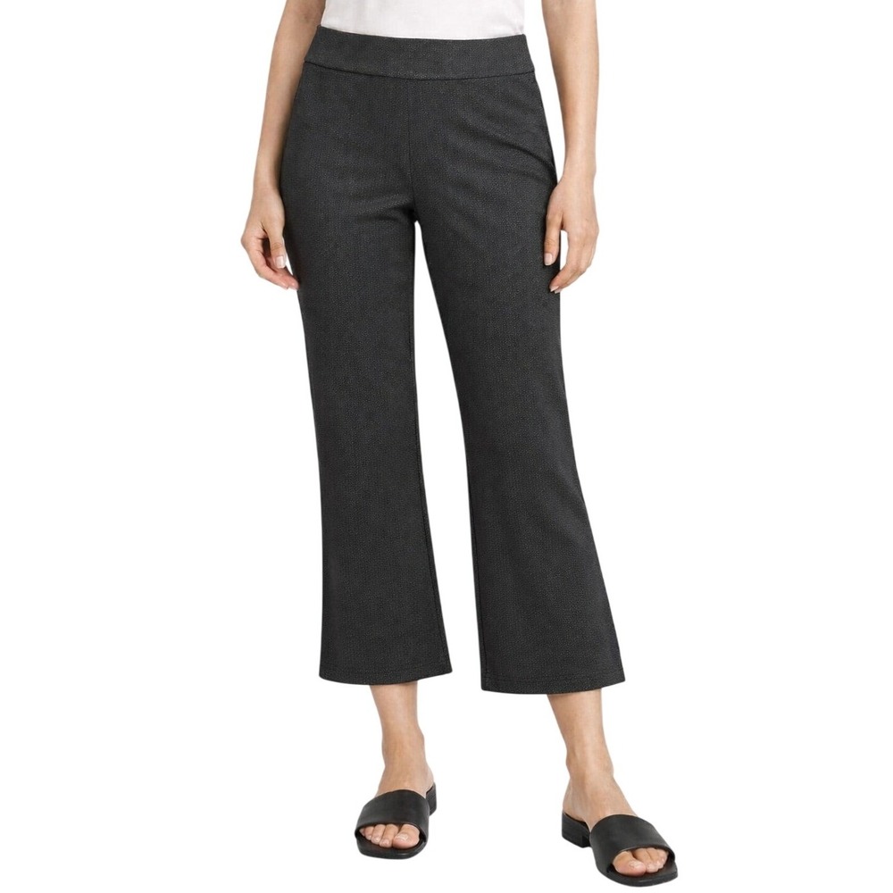 Nanette Lepore Subtle Pattern Cropped Flare Leg‎ Pants Women's Size L Dark Gray